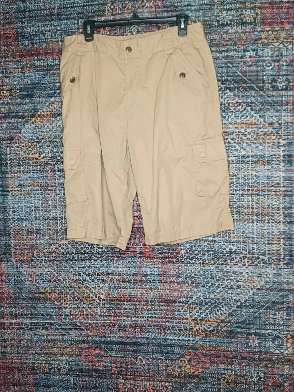 Lauren Ralph Lauren LRL womens solid tan long cargo shorts 12 EUC